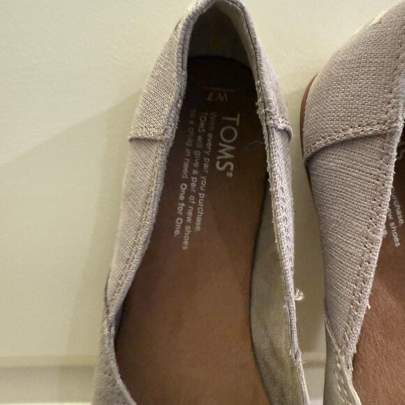 TOMS Women's Gray Jutti Suede/Canvas Ballet Flats Almond Toe Padded Insole 7 - Picture 3 of 9